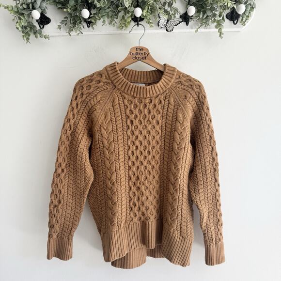 J. Crew Sweaters - J. Crew Brown Cable Knit Crew Neck Sweater Medium
